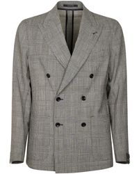 Tagliatore - Double-Breasted Blazer With Prince Of Wales Check Pattern - Lyst