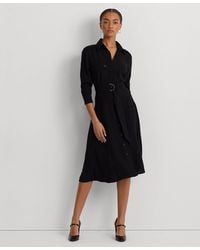 Ralph Lauren - Belted Double-Faced Georgette Shirt Dress Buu102 - Lyst