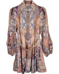 Zimmermann - Zimmerman Mini Kaleidoscope Printed Embellished Long Sleeve Dress - Lyst