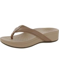 Vionic - High Tide Leather Wedge Thong Sandals - Lyst