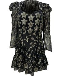 LoveShackFancy - Star-Embroidered Detail Mini Long Sleeve Dress - Lyst