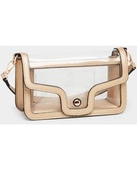 Fashnzfab - Solid Faux Leather Transparent Rectangle Shoulder Bag - Lyst
