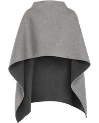 Alberta Ferretti - Two-Tone Wool Cape With Structured Neckline - Lyst