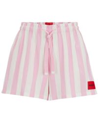 HUGO - Patterned Pajama Shorts With Red Logo Label - Lyst