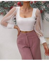 Ninexis - Swiss Dot Puff Sleeve Top - Lyst