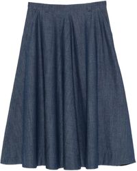 Incotex - Flared Knee-Length Denim Skirt - Lyst
