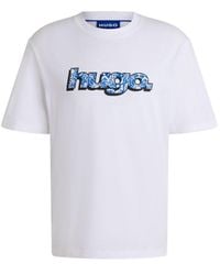 HUGO - Cotton T-Shirt With Graphic Logo Print - Lyst