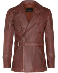 Infinity Leather - Cross Zip Mid-Length Ce Armour Biker Jacket - Lyst