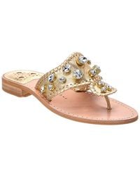 Jack Rogers - Jacks Flat Jeweled Leather Sandal - Lyst