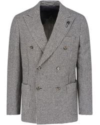Lardini - Double-Breasted Houndstooth Blazer - Lyst