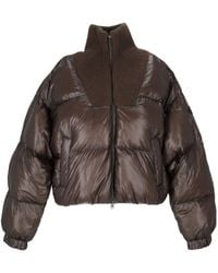 DIESEL - Cropped Puffer Coat With Ribbed Knit Collar - Lyst