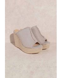 Let'S See Style - Linen Platform Wedge Sandals - Lyst