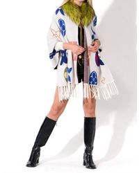 oolala - Crazy Logo Cape With Fur Collar - Lyst