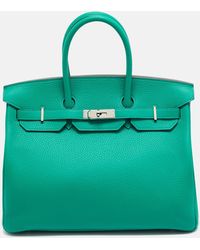 Hermès - Vert Vertigo/vert Fonce Taurillon Clemence Palladium Finish Birkin 35 Bag - Lyst