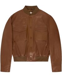 Montedoro - Cropped Smooth Leather Bomber Jacket - Lyst