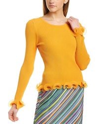 MILLY - Wired Edge Ribbed Knit Pullover Sweater - Lyst