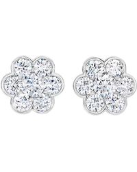 Pompeii3 - 1ct Diamond Floral Shape Studs Lab Grown Earrings Or Yellow Gold - Lyst