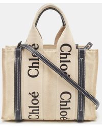 Chloé - Canvas And Leather Small Woody Tote - Lyst
