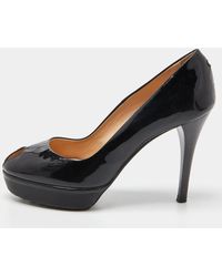 Tod's - Patent Leather Peep Toe Pumps - Lyst