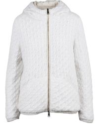 Panicale - Quilted Wool Jacket With Hood And Zip Closure - Lyst