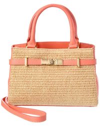 Persaman New York - Kate Straw & Leather Shoulder Bag - Lyst
