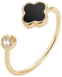 Adornia - 14K Plated Adjustable Clover Cz Ring - Lyst