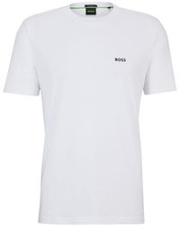 BOSS - Stretch-Cotton Regular-Fit T-Shirt With Contrast Logo - Lyst