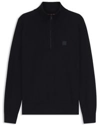 BOSS - Logo-Patch Zip-Neck Sweater - Lyst