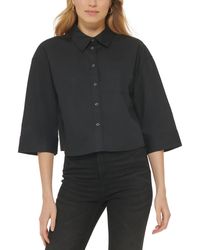 DKNY - Cotton Cape Sleeves Button-down Top - Lyst
