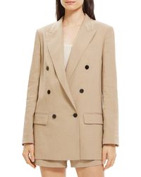 Theory - Double-breasted Linen-blend Blazer - Lyst