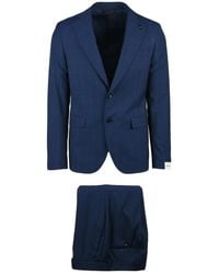 Paoloni - Tailored Virgin Wool Suit With Rounded Jacket And Classic Trousers - Lyst