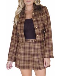 Moon River - Plaid Fur Trim Jacket - Lyst