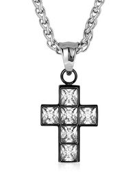 Crucible Jewelry - Crucible Cubic Zirconia Stainless Steel Cross Pendant - Lyst