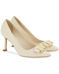 Ferragamo - Ferragamo 85Mm Bow-Detail Leather Pumps - Lyst