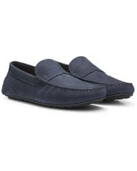BOSS - Nubuck-Leather Loafers With Driver Sole - Lyst