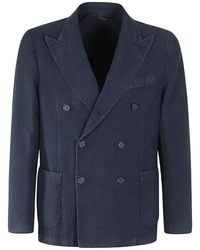 Santaniello - Double Breasted Jacket Linen Cotton Armoured - Lyst