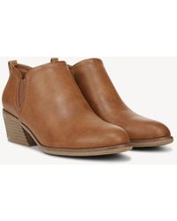 Dr. Scholls - Laurel Boots Wobrown Slip On Block Heel Ankle Bootie Zap424 - Lyst