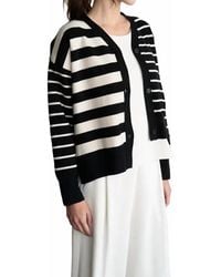 Elle Grey - Contrast Striped Sweater Cardigan - Lyst