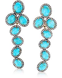 Ross-Simons - Turquoise And White Topaz Drop Earrings - Lyst