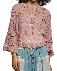 Pol - Round Neck Crochet Cropped Top - Lyst