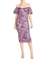 ML Monique Lhuillier - Metallic Off-the-shoulder Cocktail And Party Dress - Lyst