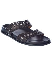 Black Oria leather slides | ATP Atelier in 2020 | Leather slides, Leather, Black leather