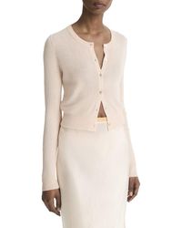 Vince - Slim Rib Shell Button Cashmere & Silk-Blend Cardigan - Lyst