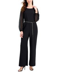Connected Apparel - Scuba Sheer Boatneck Jumpsuit - Lyst