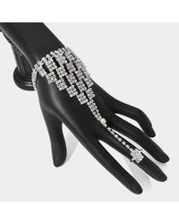 Fashnzfab - Rhinestone Paved Square Pointed Hand Chain Evening Bracelet Ab - Lyst