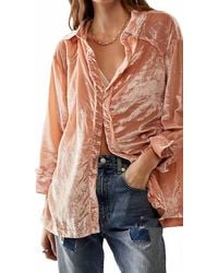 Free People - Marianne Velvet Long Sleeve Shirt - Lyst