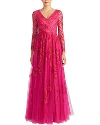 THEIA - Dahlia V Neck Beaded Gown - Lyst
