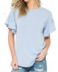 Acting Pro - Solid Ruffle Sleeve Top - Lyst