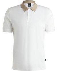 BOSS - Mercerized-Cotton Slim-Fit Polo Shirt With Collar Stripe - Lyst