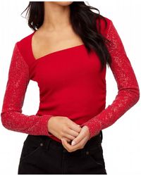 Fifteen Twenty - Cady Contrast Long Sleeve Sequin Top - Lyst